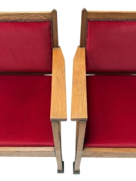 1920s Art Deco Lounge Chairs by Architect Schubad, Solid Oak & Velvet